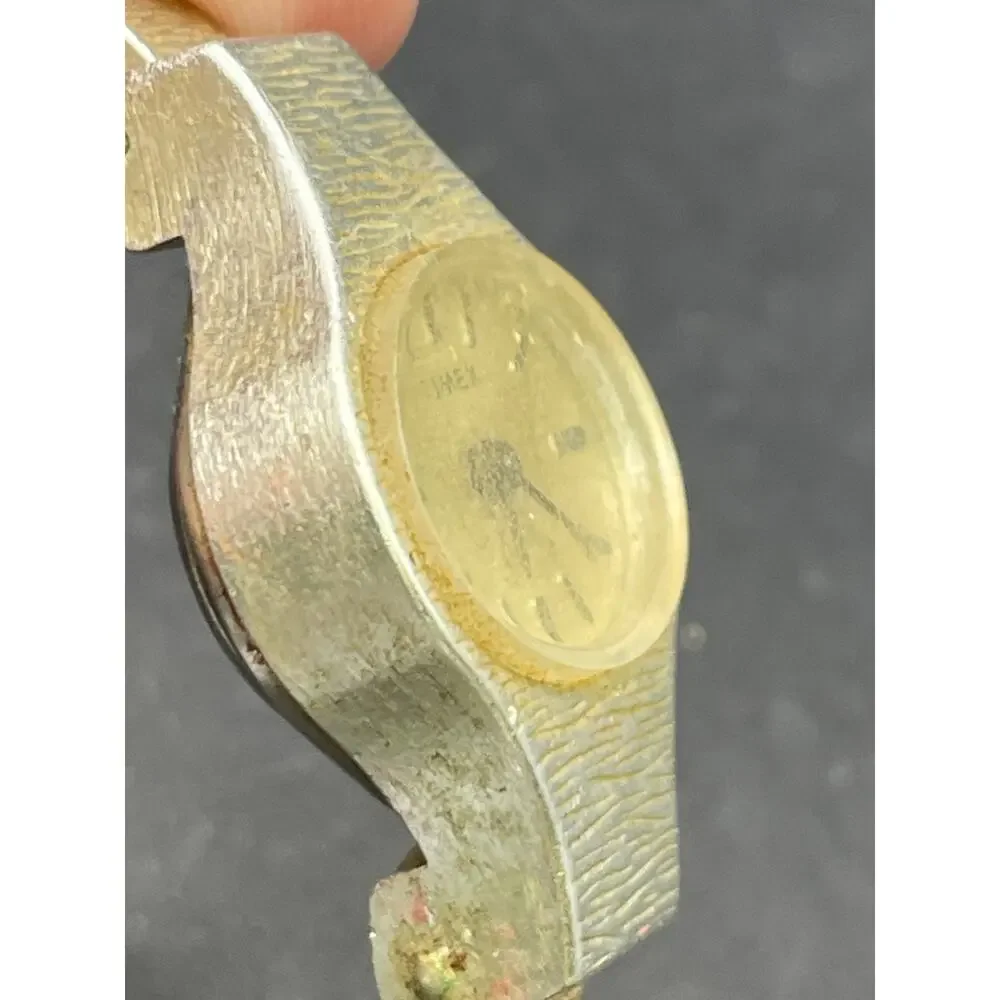 Vintage Timex Watch Women Silver Tone Oval Dial Cuff Band Manual Wind 20mm